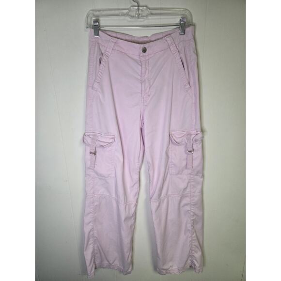 American Eagle Outfitters Light Pink Wide Leg Cargo Pants Size 6 - Picture 1 of 10